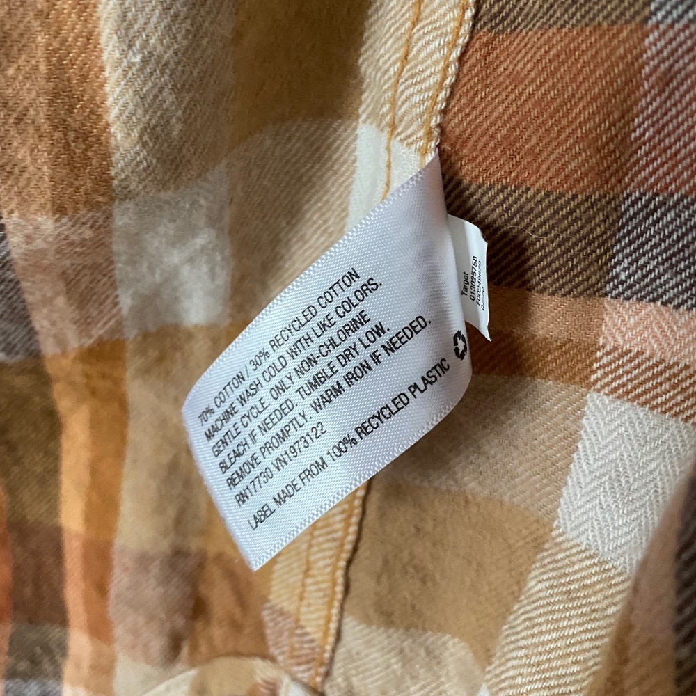 Universal Thread Orange Plaid Button Up Long Slee… - image 7